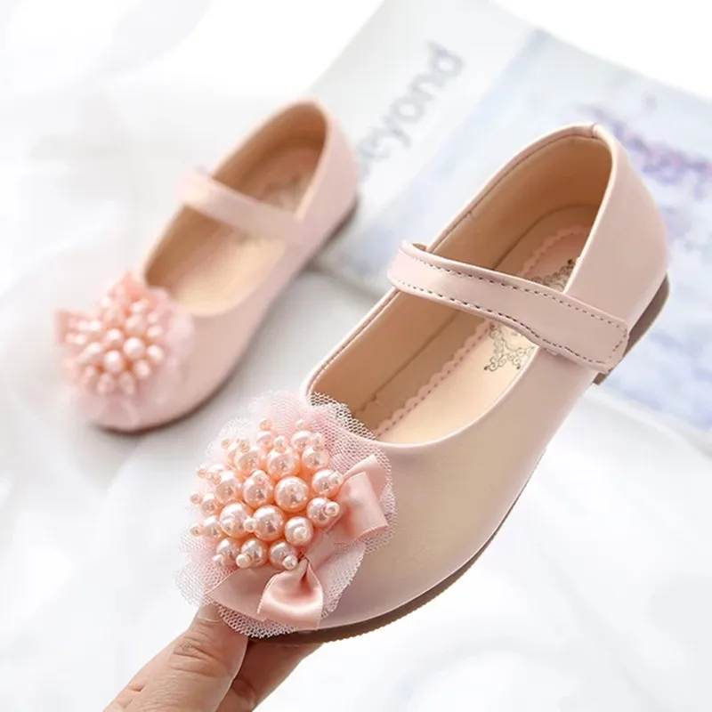 Zapatos de cuero con cuentas de diamantes de imitación para niña, calzado de princesa para fiesta de boda, baile de otoño, 2019