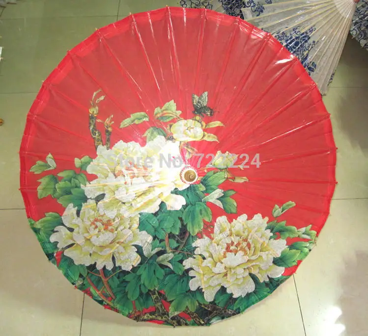 Free shipping Dia 50cm chinease traditional oiled paper umbrella red background peony painting as decoration gift dace props