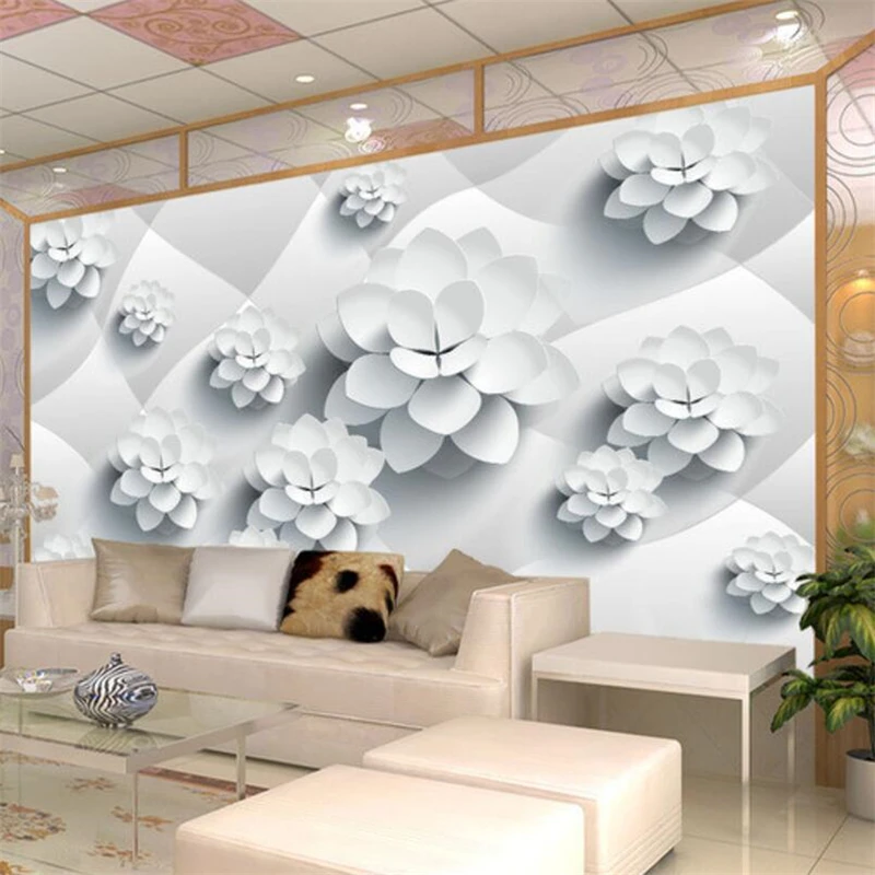 wellyu Custom Photo Wallpaper Mural 3d Flower Transparent Flower Fashion Elegant TV Background Wall paper 3D papel de pared обои