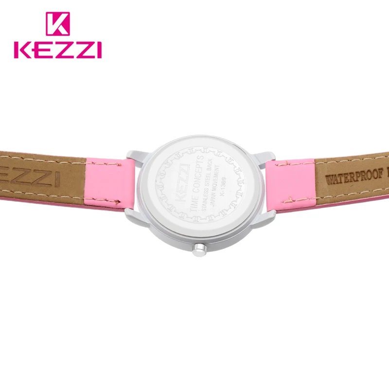 KEZZI Love Hearts child Watches Girl Leather Printing Strap Cartoon Kids Watch Students Quartz Wristwatch Casual Fashion Horloge