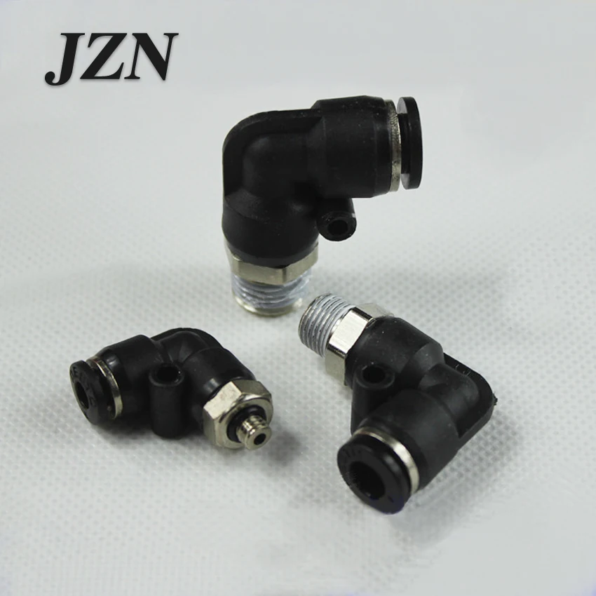 

(5pcs/lot) Black Copper Nickel Plated Tube Quick Coupler Male Thread Elbow PL4-M10-03 12-04