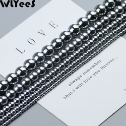 WLYeeS Round Hematite beads Silver Plated Loose Beads 2 3 4 6 8 10mm Ball for Jewelry Bracelet Necklace Making Accessories DIY