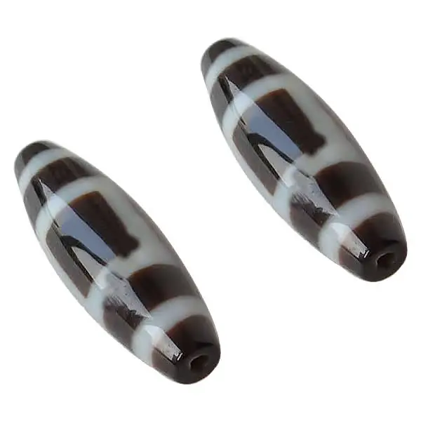 Natural Tibetan  Dzi Beads for making diy Jewelry Oval,sun and moon & two tone Grade AAA 13x39mm Hole:Approx 2mm Sold By PC