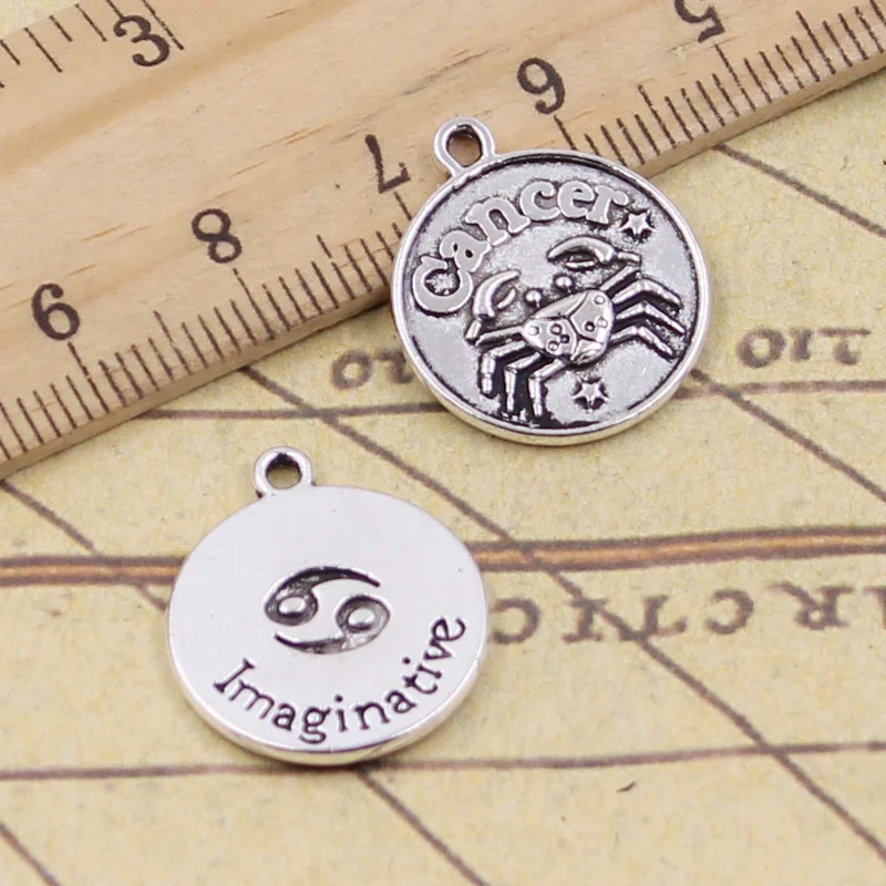 15pcs Charms Zodiac Cancer Lrnaginative 20x17mm Tibetan Pendant Antique Jewelry Making DIY Craft For Bracelet Necklace