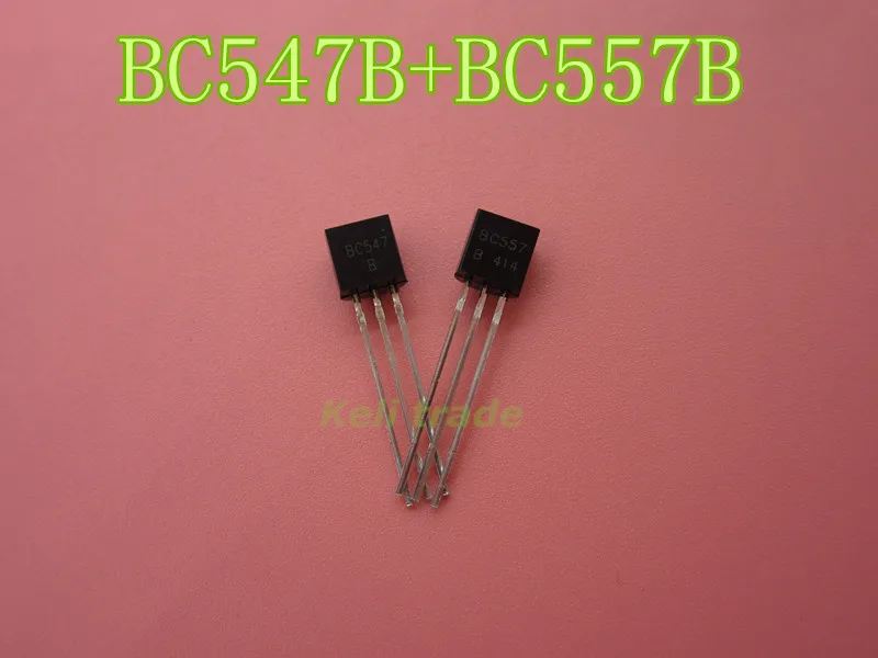 Novo 1000 pces novo bc557b 500 pces + bc547b 500 pces bc547 bc557 para-92 pequenos transistores de sinal