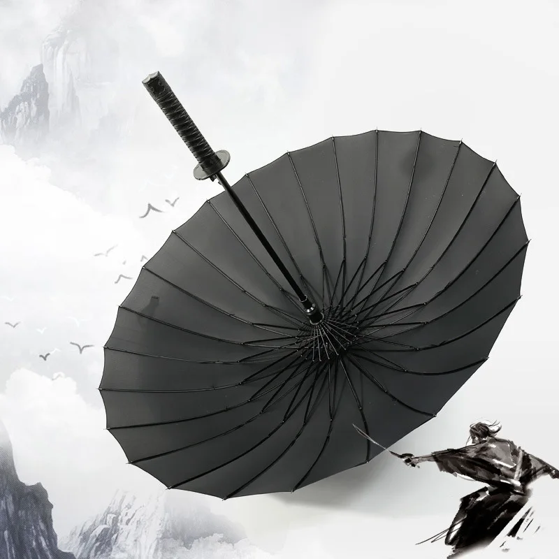 Japanese Ninja-like Samurai Sword Umbrella Large Windproof Straight Long Handle Sun Umbrella Men Manual Open Close