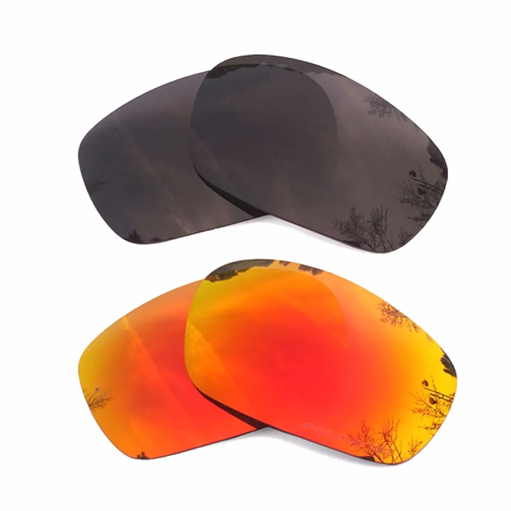 Black & Orange Red Mirrored Polarized Replacement Lenses for-Oakley Jawbone Frame 100% UVA & UVB