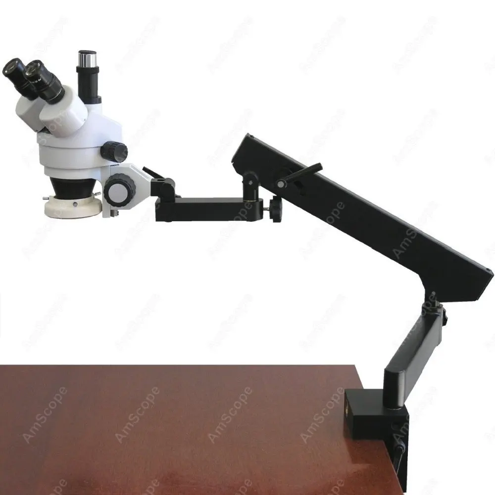 Trinocular Articulating Zoom Microscope--AmScope Supplies 7X-90X Trinocular Articulating Zoom Microscope + Ring Light