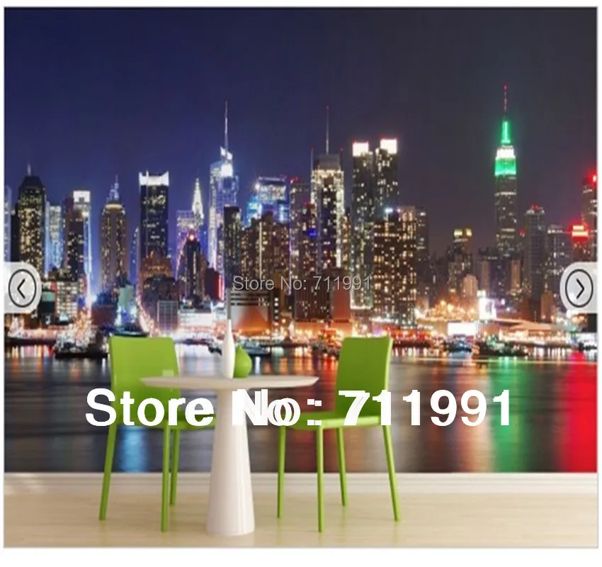 

Custom photo wallpaper,New York At Night Mural for the living room hotel restaurant background wall waterproof papel de parede