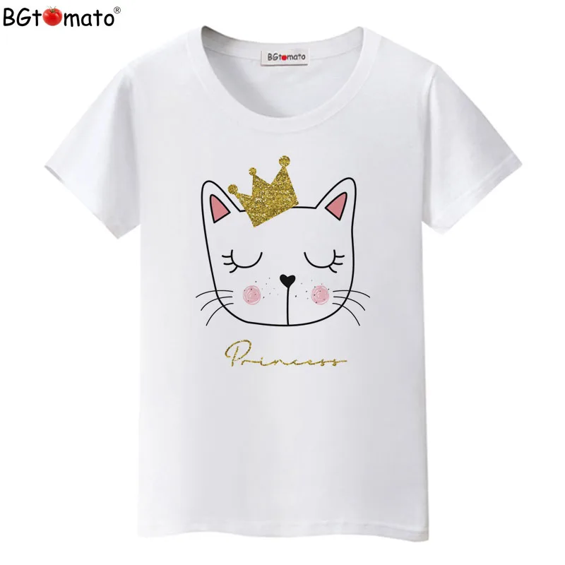 

BGtomato T shirt New design super cute Queen cat t-shirt Hot sale brand new fashion shirt women Comfortable soft top tees