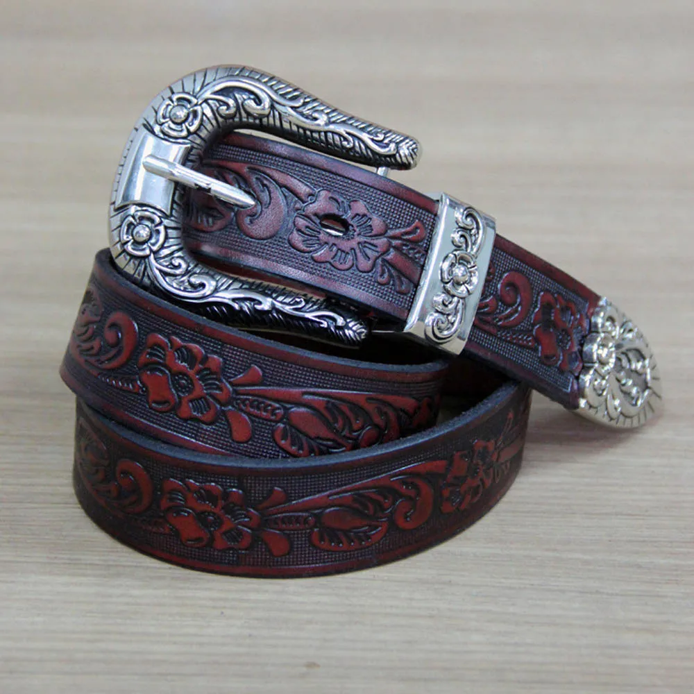 Vintage Embossing Stamp Male Genuine Cowhide Punk Metal D Shaped Buckle Belt Men Waistband Real Cow Leather Jeans Cowskin Belts