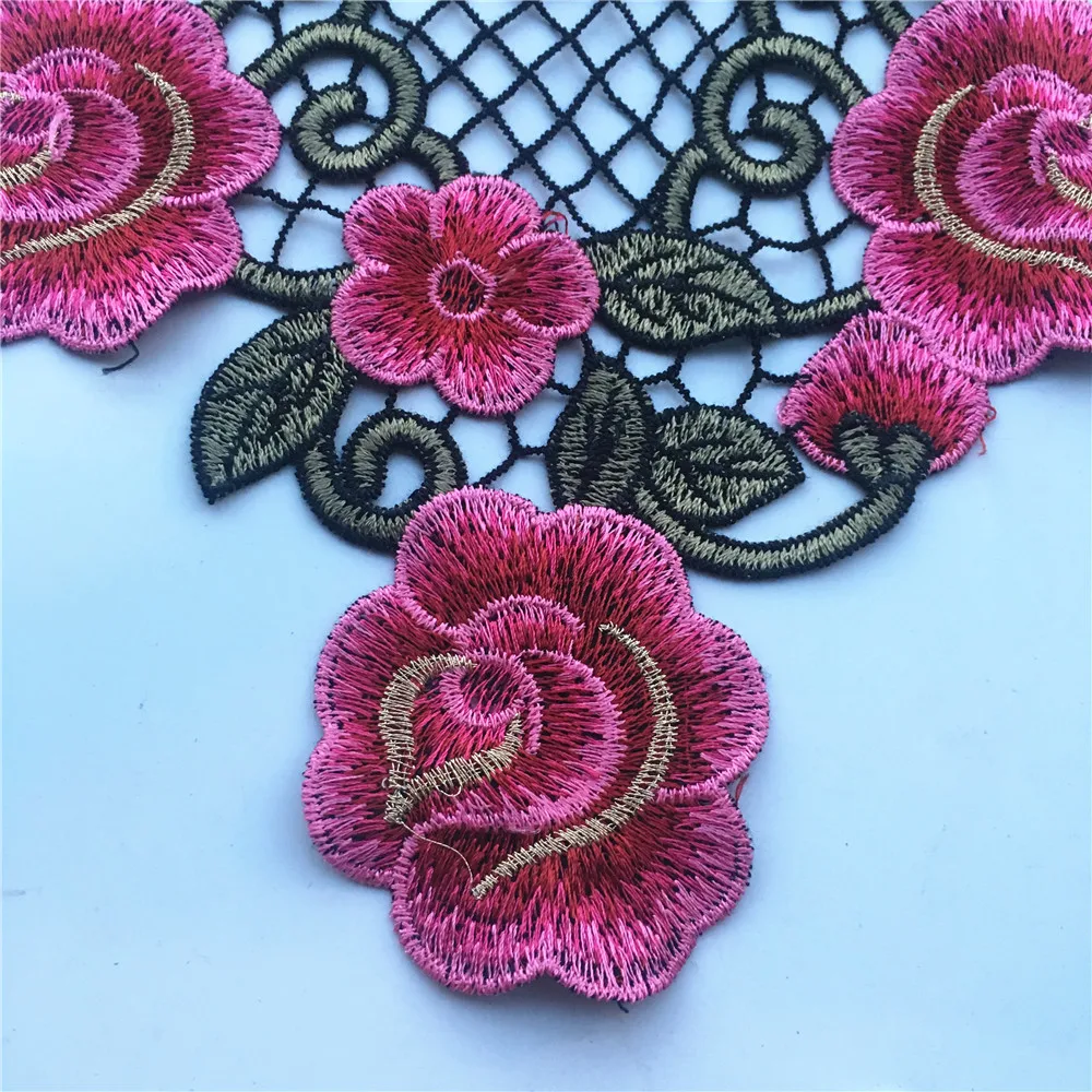 1pcs Fabric Hollow Flower Venise Lace Sewing Applique Lace Collar Neckline Applique Diy Craft Neckline Sewing Accessories C151