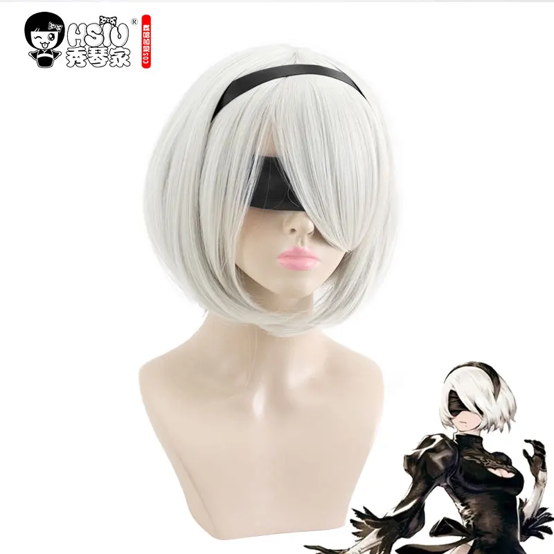 HSIU NEW High Quality YoRHa No.2 Type B 2BYoRH 2A 9S 2B Wig Cosplay Wig NieR:Automata Costume Play Wigs Costumes Hair