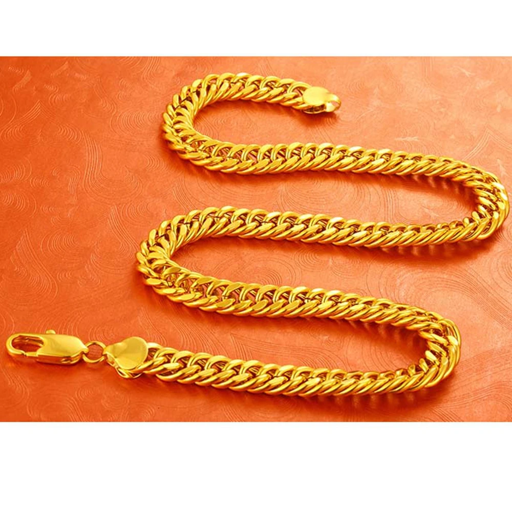 Mens Necklace Solid Chain Tight  Yellow Gold Filled Chunky Chain Link  60cm Long