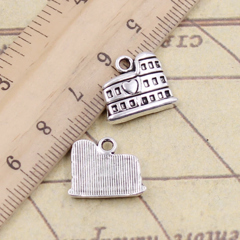 20 piezas de dijes de coloso romano Roma Italia 16x13mm Color plata tibetana colgantes de joyería antigua fabricación artesanal DIY