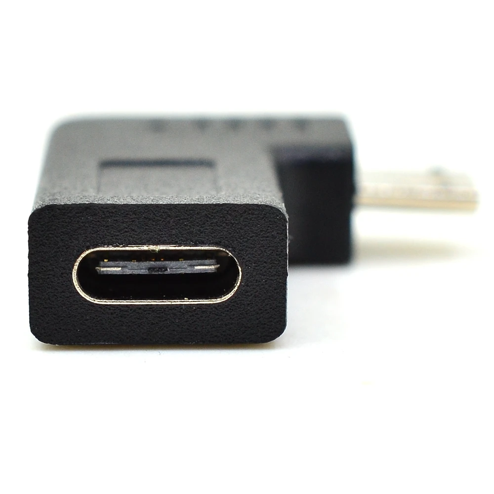 90 Degree Right & Left Angled Micro USB Male to Type-C USB 3.1 Female Elbow Adapter Converter for Phone/Tablet