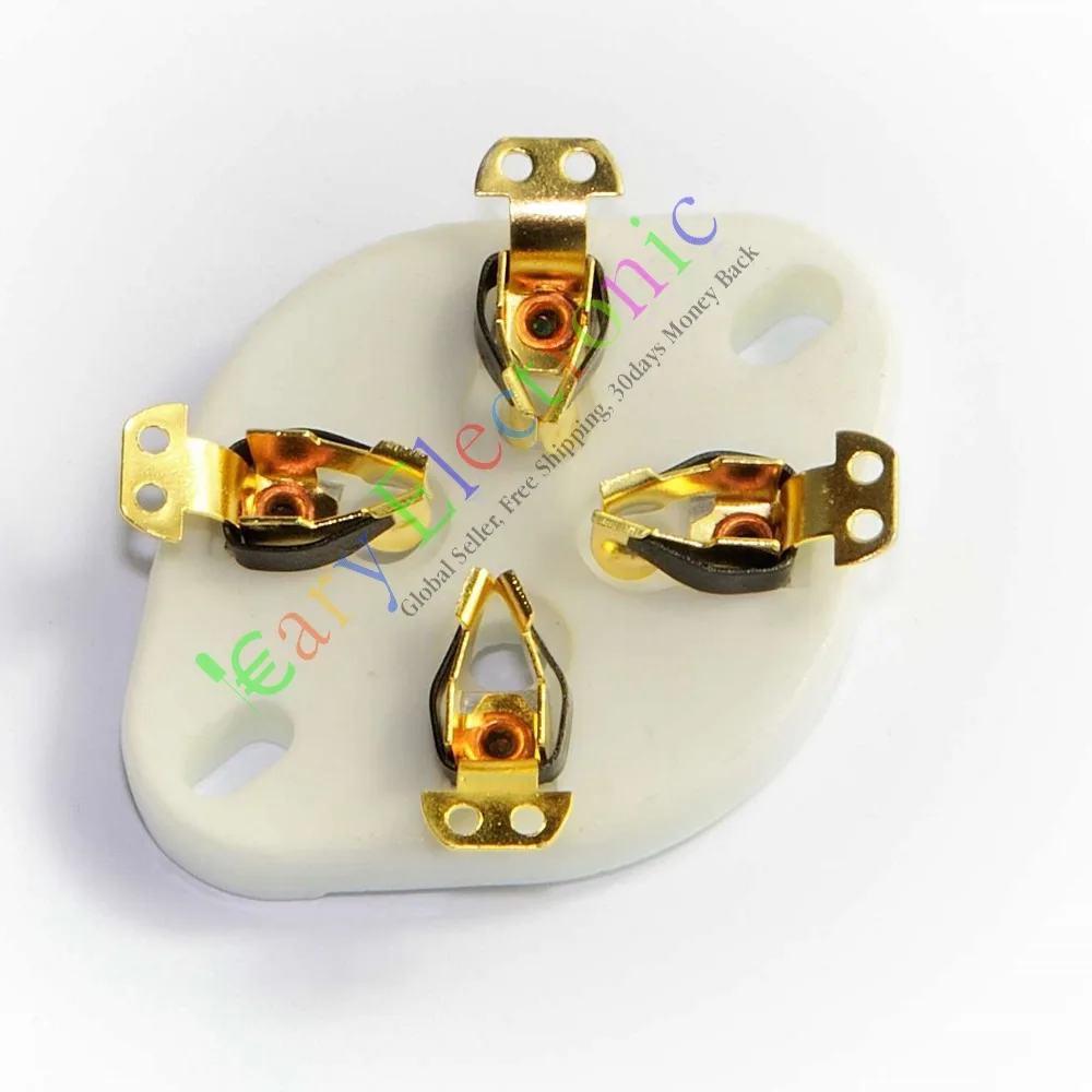 Wholesale and retail 4pc 4pin Gold Chassis Ceramic vacuum tube socket Silver U4A For 300B 811 45 71A free shipping