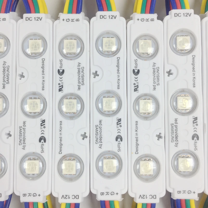 Injeksi dengan Lensa RGB LED Module SMD 5050 Tahan Air LED Iklan Lampu Module RGB DC12V 1.5W 3 LED IP65 bahan ABS