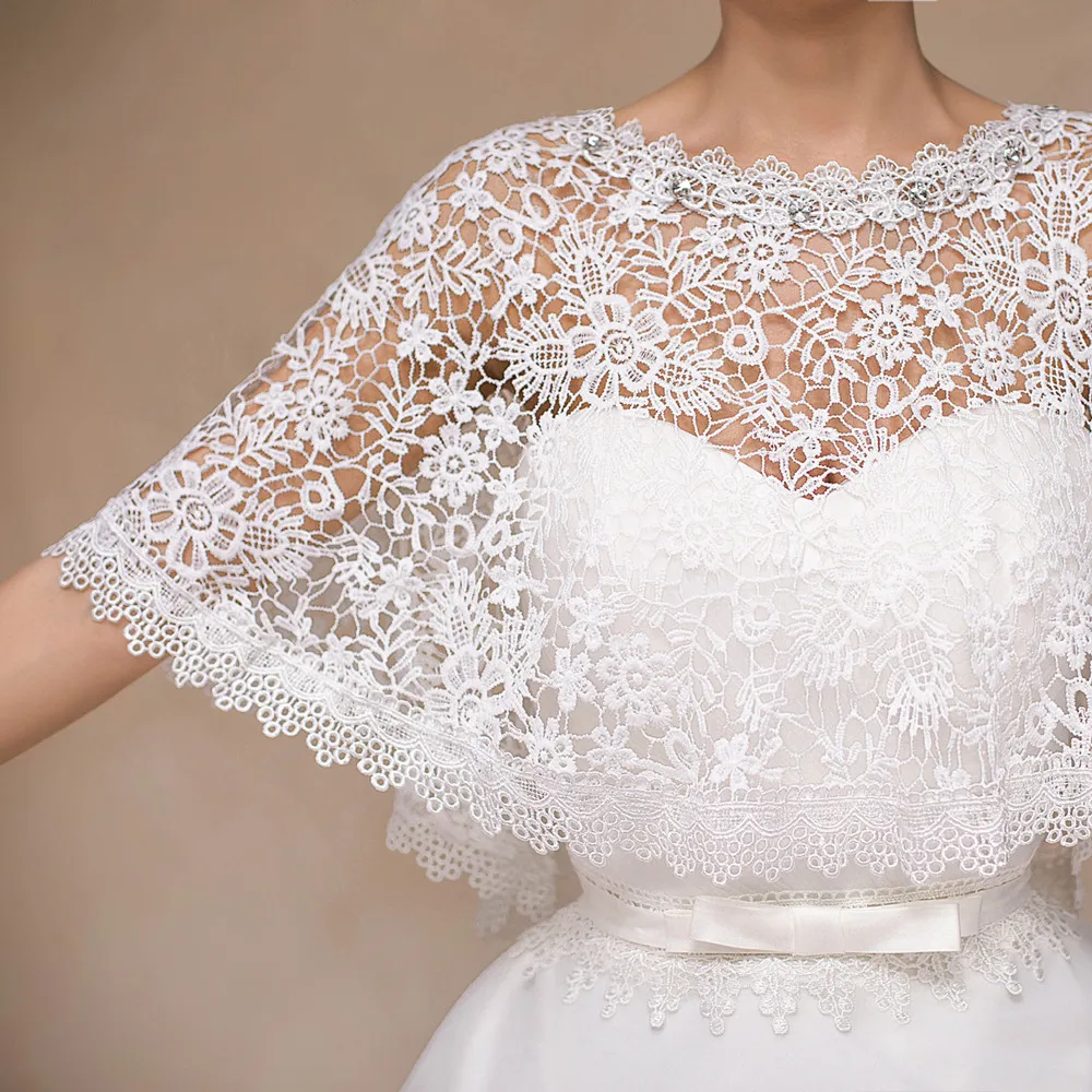 Fashion Sexy Wedding Bridals Pullover Shawl Elegant Lace Appliqued Romantic Women Off Shoulder Wrap Handmade Wedding Accessories