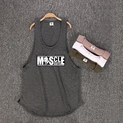 Muscleguys Brand Bodybuilding Sleeveless Shirt Mens Gyms Tank Top Low Cut Vest Sexy Muscle Fitness Stringer sportwear Undershirt