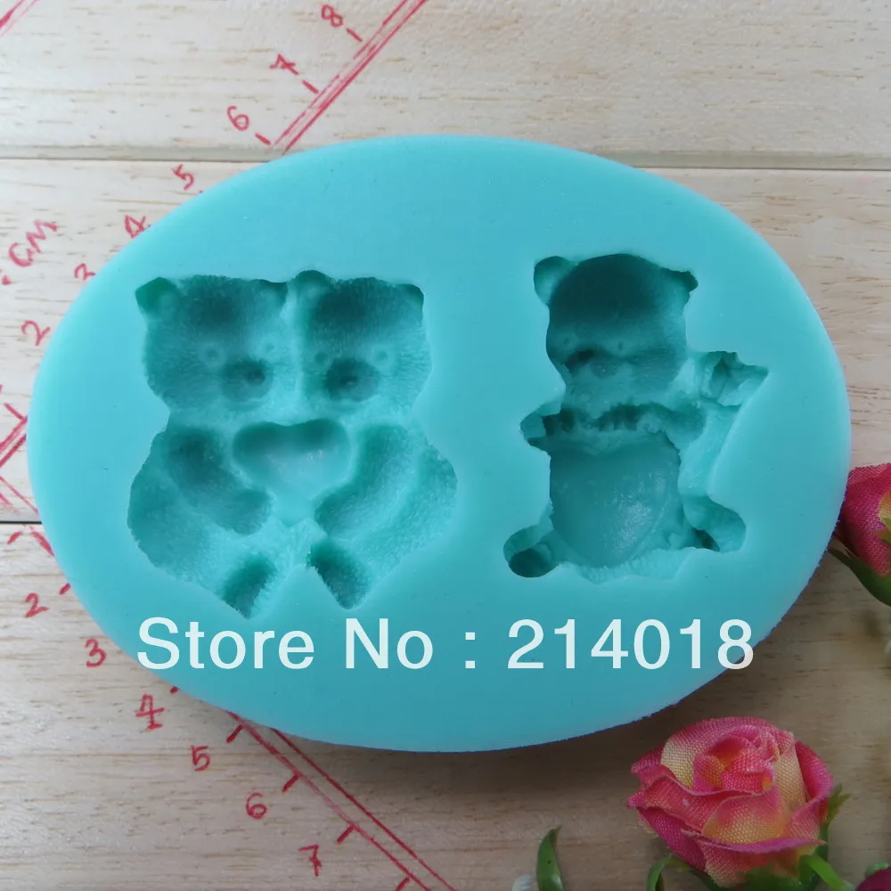 3PCS little bear new style large wholesale  hot sale chocolate silicon mold  fondant Cake decoration mold (si249)