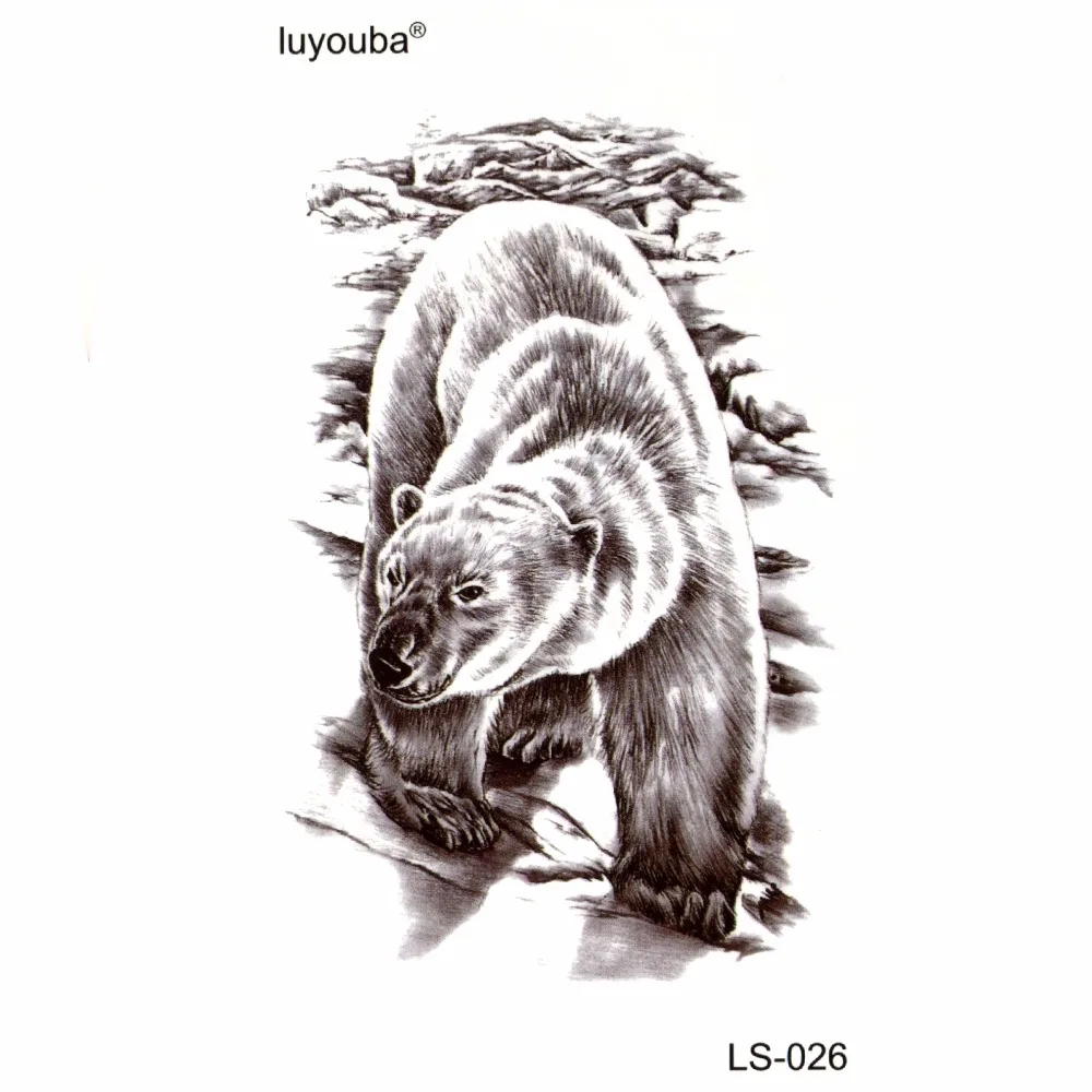 

Белый медведь, водонепроницаемые временные татуировки для мужчин, милые животные, татуировки в стиле Харадзюку, рукава, флэш-тату, наклейка, tatuajes, временная татуировка для мужчин