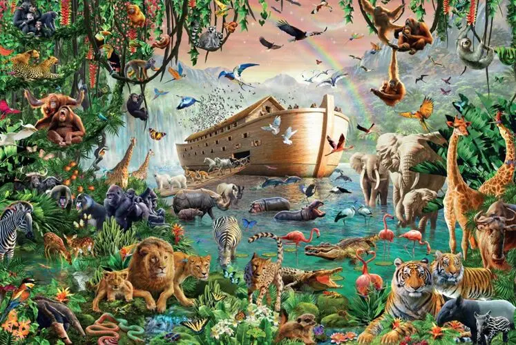 Noah 'S Ark De Houten Puzzel 1000 Stuks Ersion Puzzel Witte Kaart Volwassen Kinderen Educatief Speelgoed