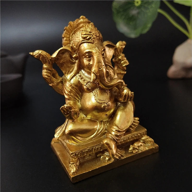 Lord Ganesha Buddha Statue Home Decoration accessories Golden Ganesh Elephant God Sculpture Figurines Ornaments Buddha Statues