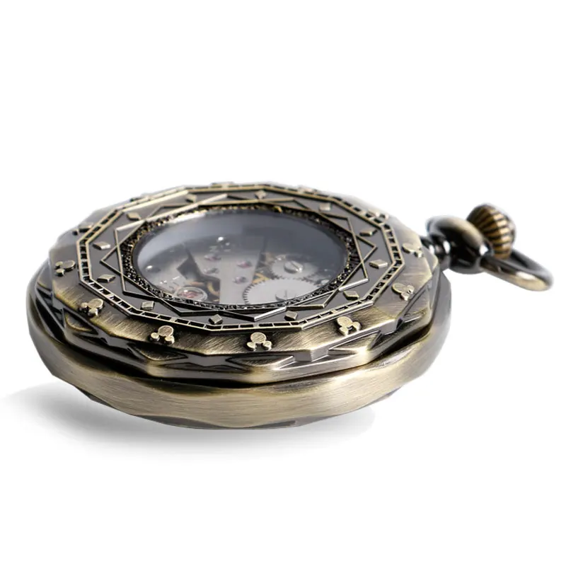 Steampunk Unique Seconds Small Dial Display Mechanical Pocket Watch Open Face Bronze Hand-winding Pendant Clock Birthday Gifts