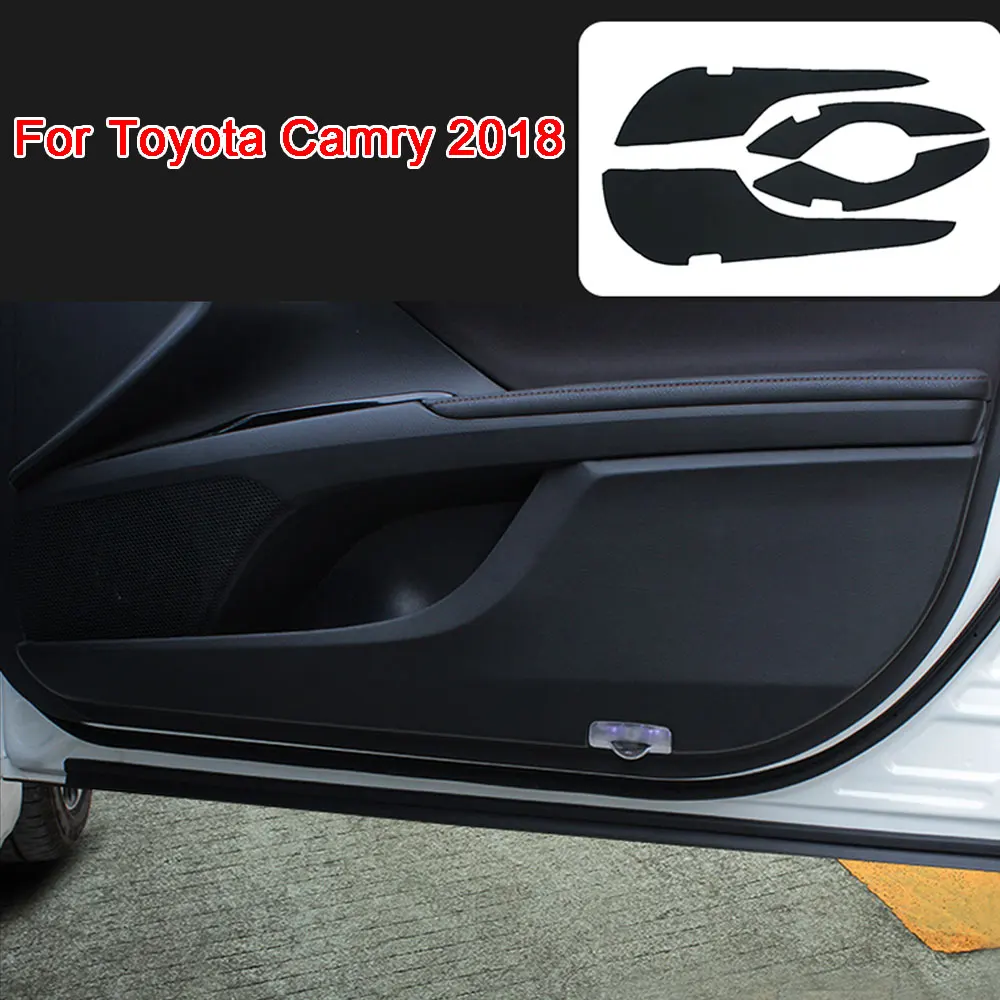 BBQ@FUKA New 4 pcs For Eight-generation Toyota Camry 2018  Interior Door Anti Kick Pad Protection Mat Carbon Fiber Stickers