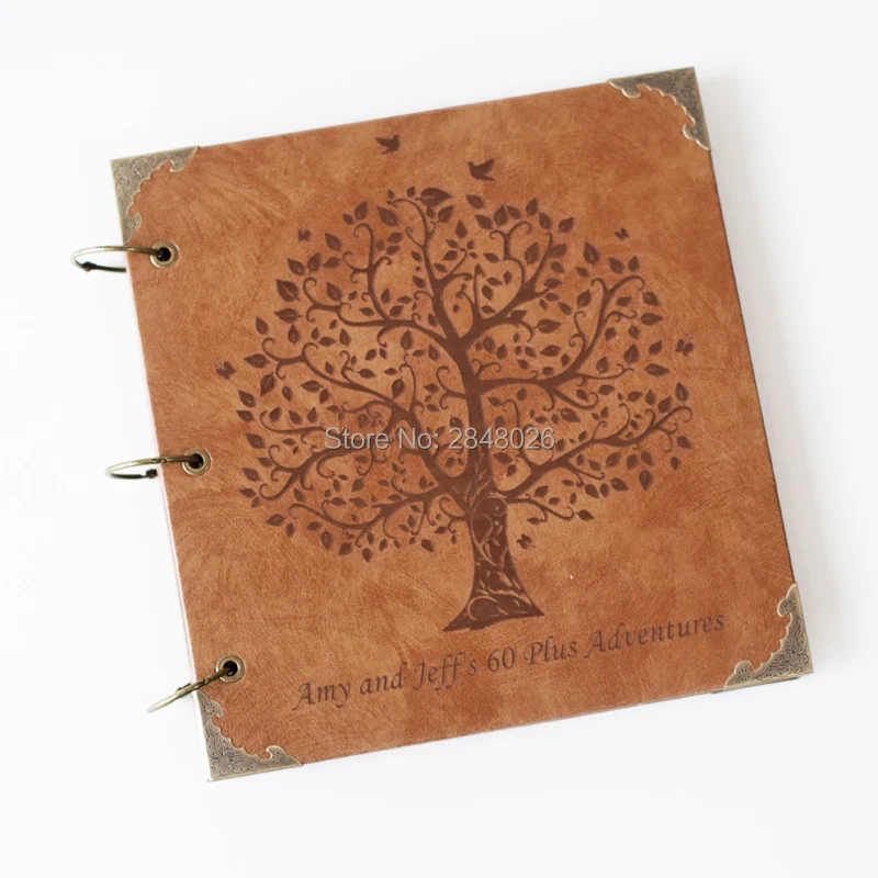 50 Pages Tree of memory Personalized Monogrammed Engraved Leather Photo Album,Wedding guest book