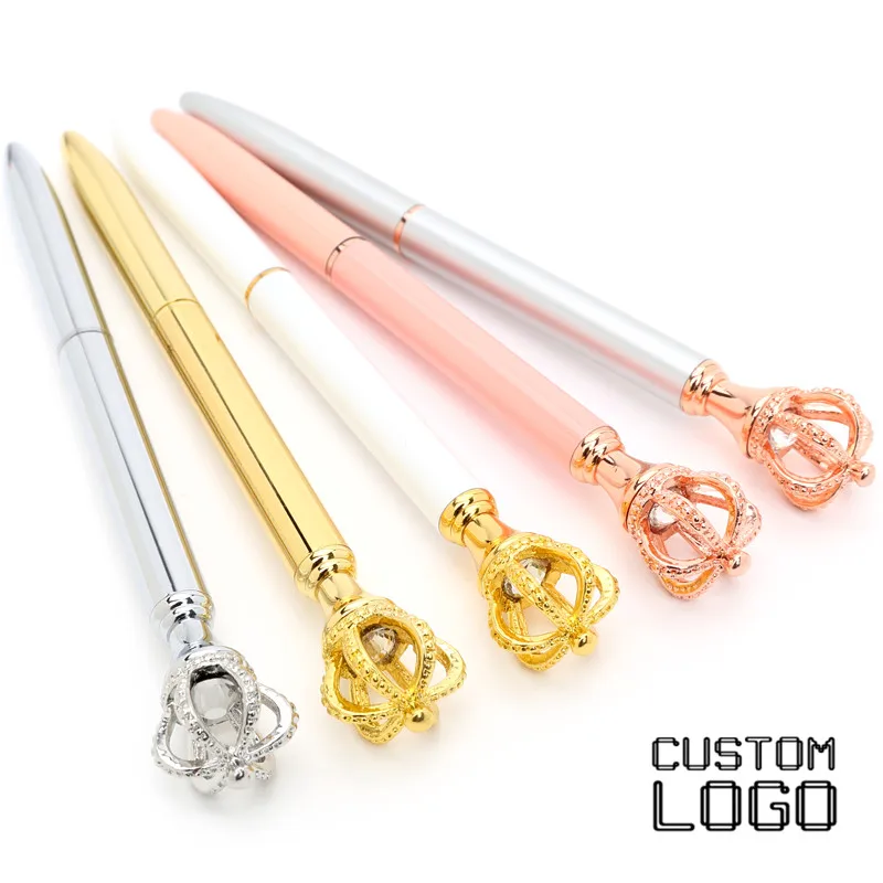 1pc Customized Lettering logo Princess Crown Ballpoint Pen Creative Business Crystal Pen Birthday Gift Student Office Stationery