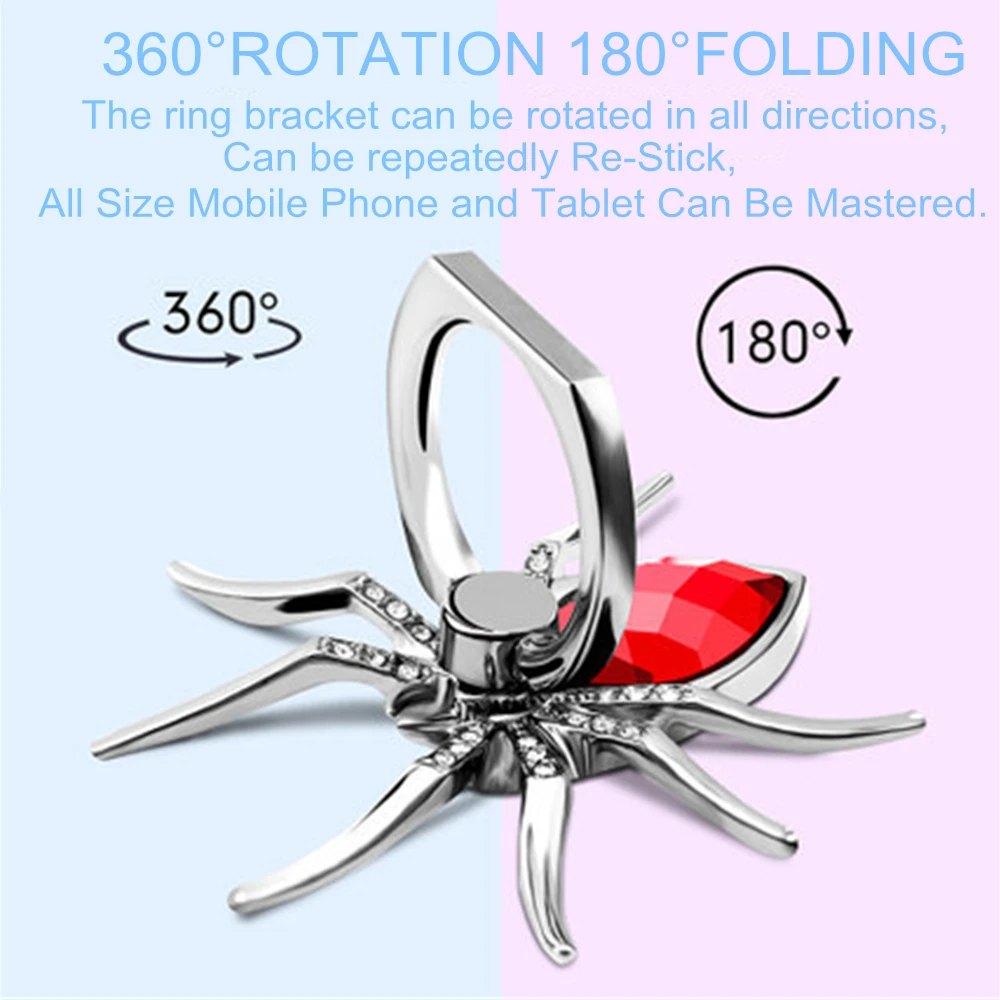 Finger Ring Holder For Cell Phone Ring 360 Rotate Universal Mobile Phone Stands Metal Spider Bling