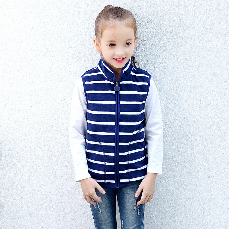 

Autumn&Winter Kids Vest Waistcoats Fleece Boys Girls Vests Stripe Colors Children's Waistcoats Kids Sleeveless Jacket Outerwear