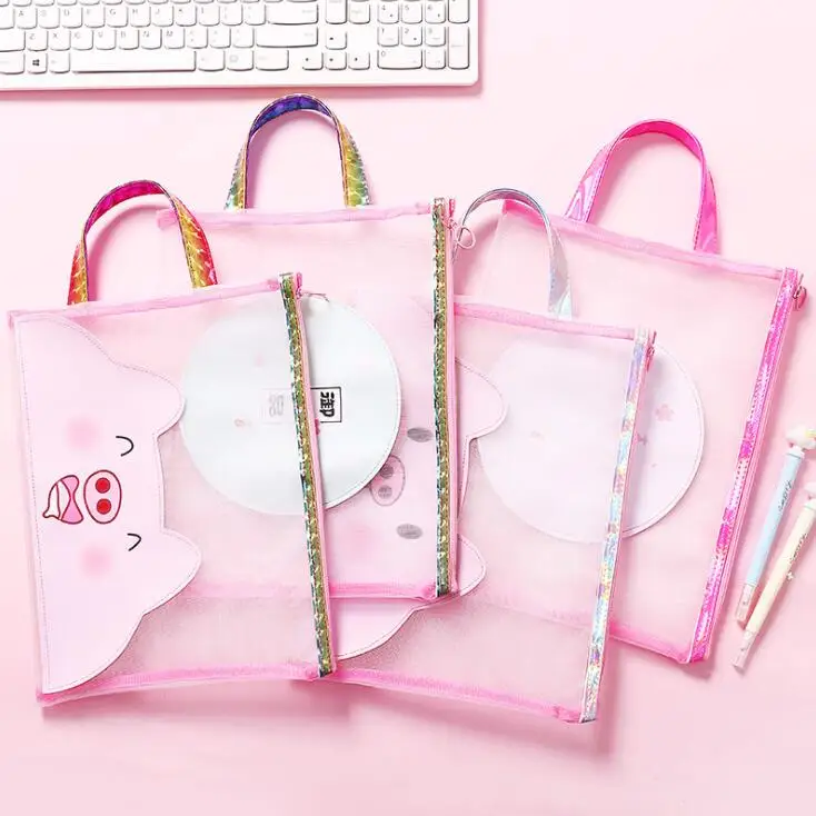 

Kawaii Pink Pig A4 File Folder Bag Students Examination Papers Document Organizer Storage Handbag Storage Stationery