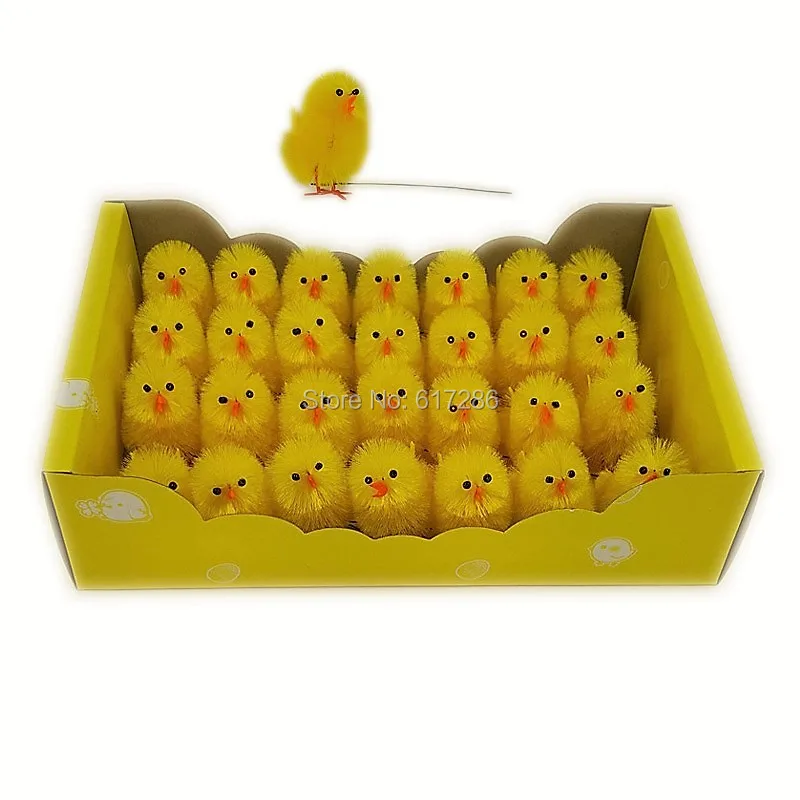 Easter chicken Easter chick 28 pcs/set Cute Big Chenille Chicks With Wire Yellow Easter Chicks Easter Decoration