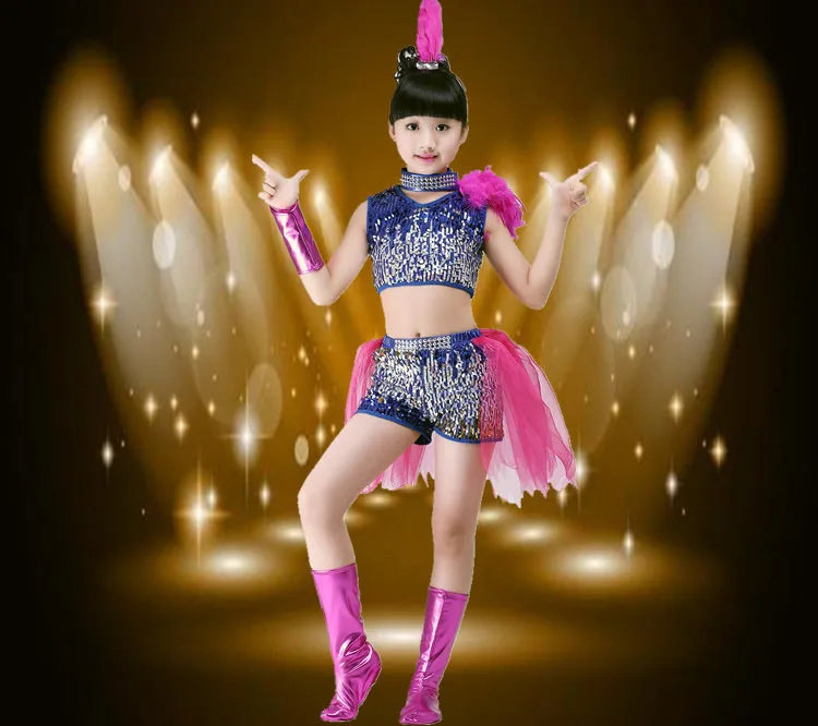 New Children's Costumes Jazz Dance Girls Girls Performance Clothes Sequins Children's Modern Street Dance Dance Costumes