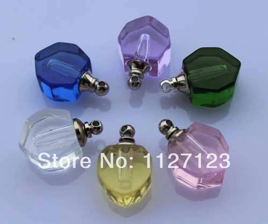 

Free shipping!!!50pcs/lot New!mixed color Small heart Crystal Perfume & Aroma Oil Vial Pendants