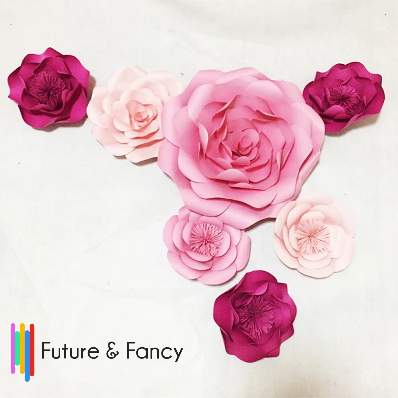 7pcs Pink Giant Paper Flowers for girl's party wedding decor or photo booth backdrop or Wedding backdrops