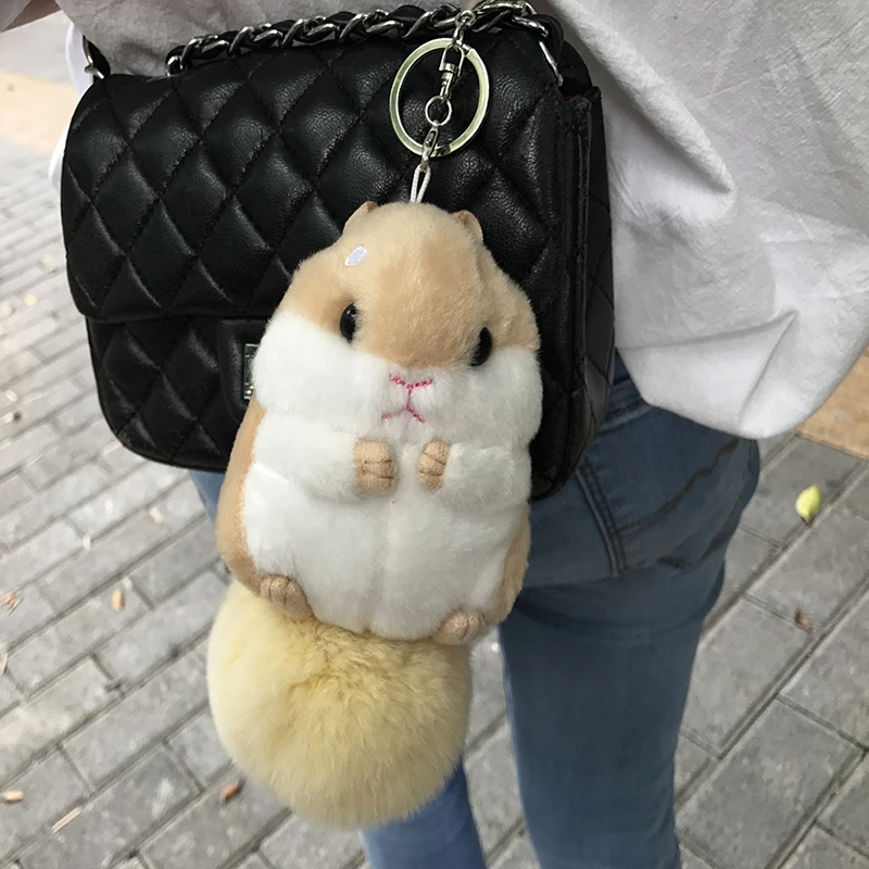 Cute Girls Plush Fur Hamster Doll Key Chain Women Car Trinket Pom Pom Fur Ball Keychain On Bag Jewelry Party Wedding Toy Gifts