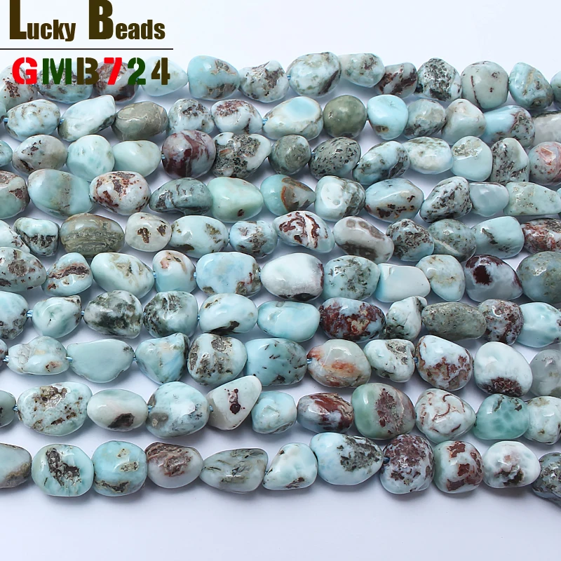 8-10mm Irregular Natural Genuine Larimar Bead For Jewelry Making DIY Bracelet Necklace Charm 15inches Natural Stone Loose Beads