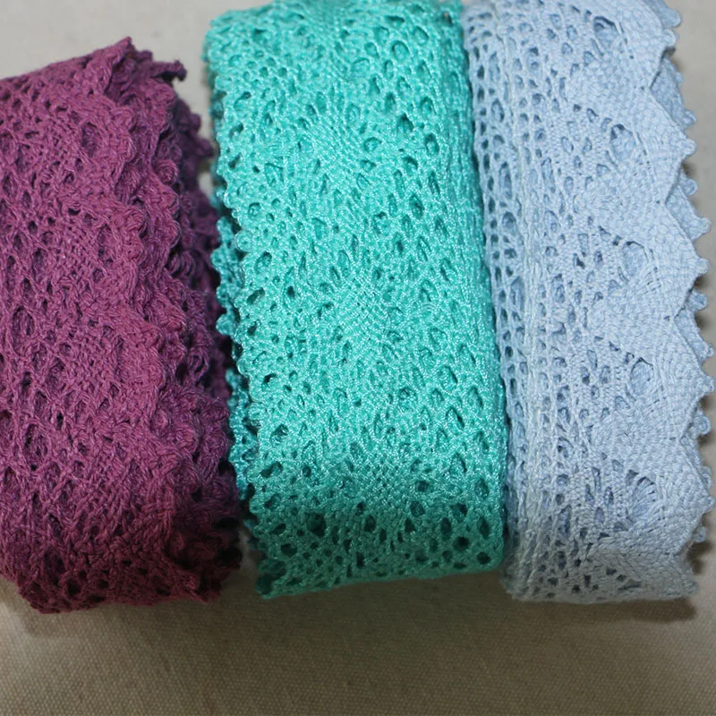 5 yard knitted pure red Blue purple cotton trim decoration DIY sewing curtain craft decoration 20-40mm lace tape