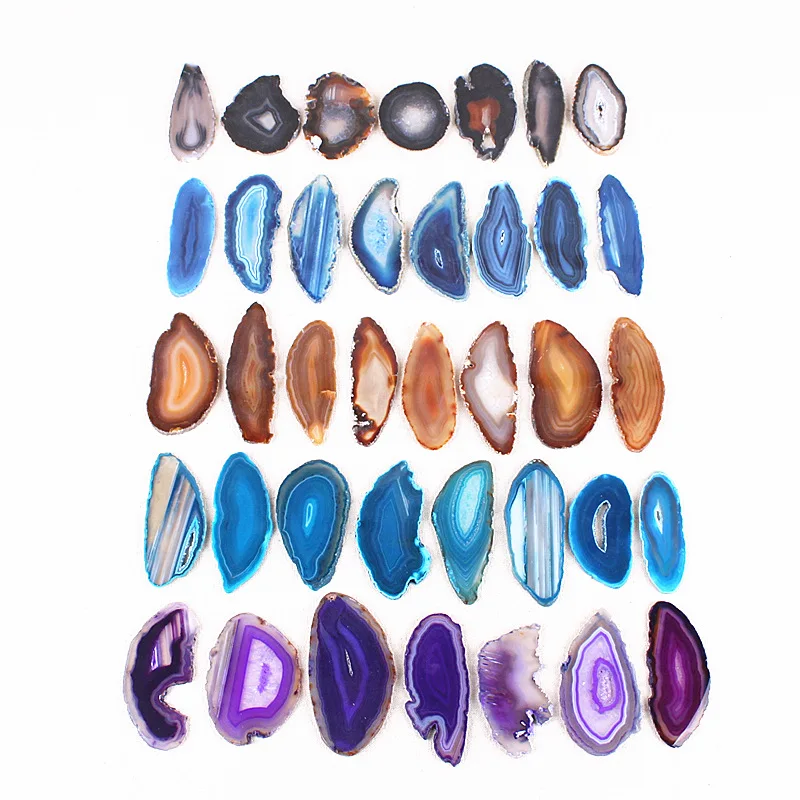 Hot natural Brazilian agate piece landscape wind chime piece Sweater chain jewelry accessory color agate piece 6pcs