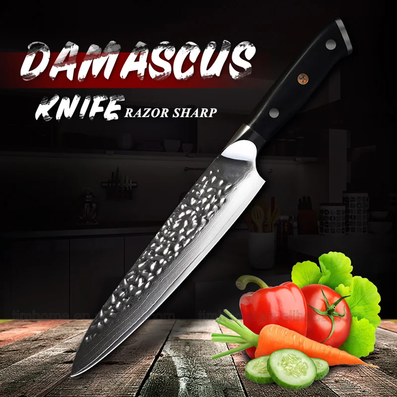 8 inch Kitchen Knife Hammered Damascus Professional Chef's Knife with in EVA magnetic box