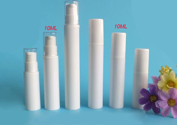 

10ML white airless pump vacuum bottles,10mlplastic airless bottle with Clean/white LID, plastic Refillable Bottles FOR COSMETIC