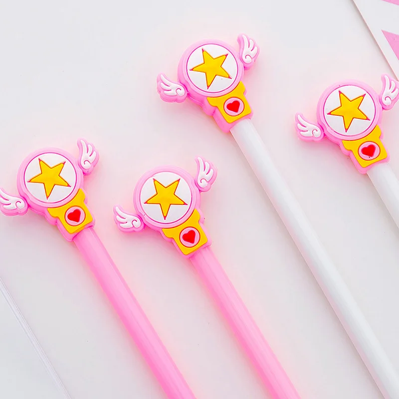 36pcs Wholesale Girl Heart Star Magic Wand Shape Black Pen Creative Student for School Writing Pens Sign Stationery Supplies