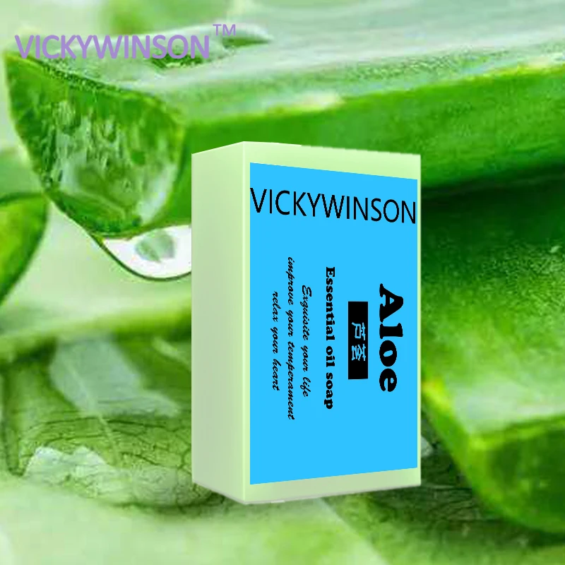 VICKYWINSON Anti acné anti espinillas blanqueamiento de la piel salud jabón natural hecho a mano a base de hierbas jabón de aloe vera 50