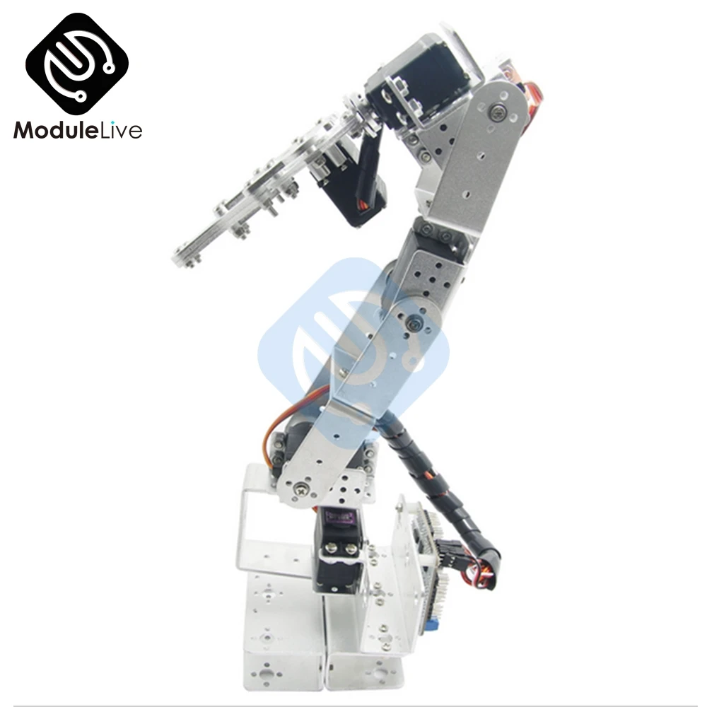 ROT3U 6DOF Aluminium Robot Arm Mechanical Robotic Clamp Claw for Arduino Silver