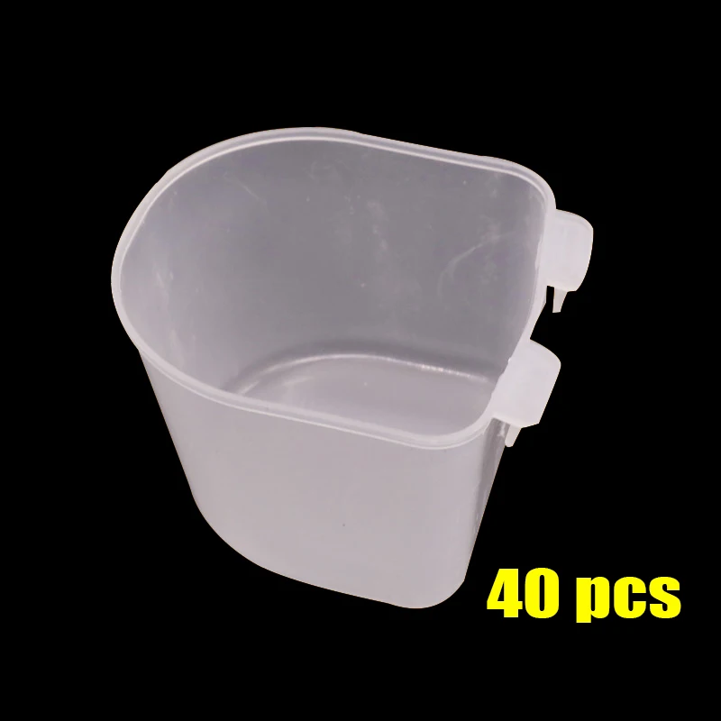 10 Pcs transparent small sand cup pigeon water dispenser bird hopper cage cup bird feeder trough food box 65 x 60 x 45mm