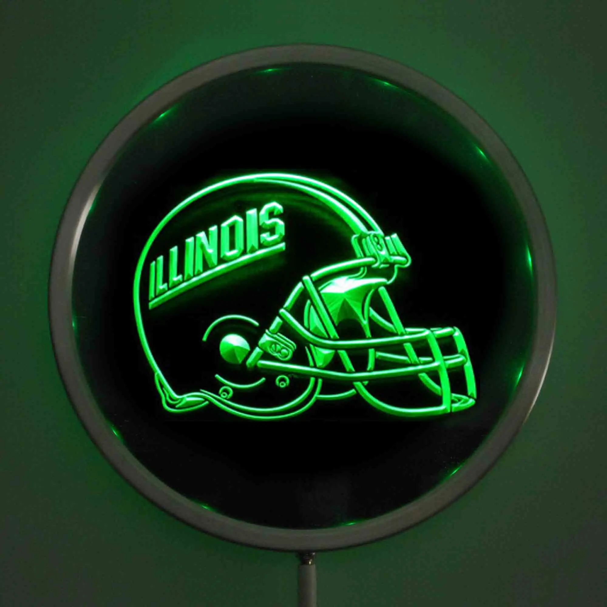 rs-0161 Illinois Fighting LED Neon Round Signs 25cm/ 10 Inch - Bar Sign with RGB Multi-Color Remote Wireless Control Function